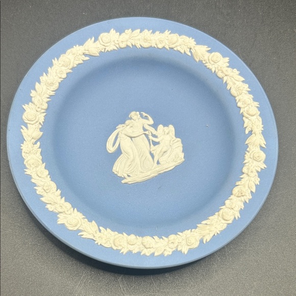 Wedgwood Other - Wedgwood England Blue Jasperware Women With Angel Trinket Dish